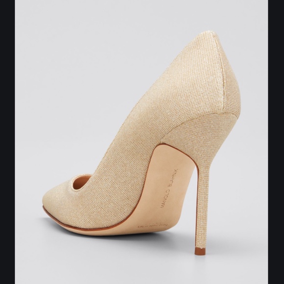 NIB $695 MANOLO BLAHNIK BB  Stiletto Pumps in Champagne - size 36.5! - Picture 2 of 14